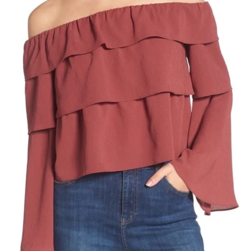 Maroon Off The Shoulder Top
